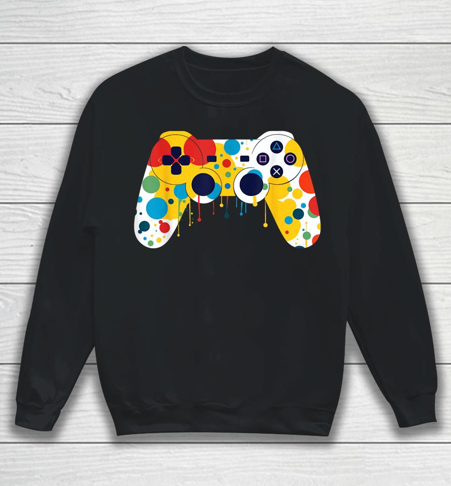 Funny Colourful Polka Dot International Dot Day Video Game Sweatshirt