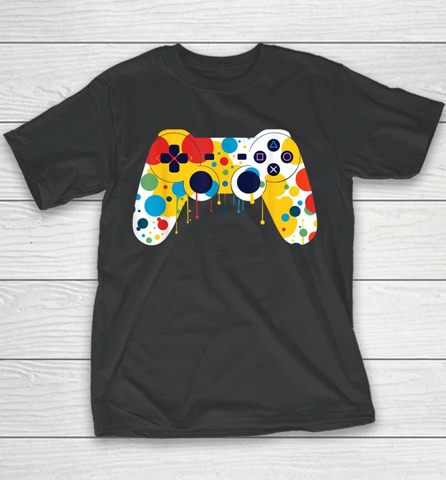 Funny Colourful Polka Dot International Dot Day Video Game Youth T-Shirt