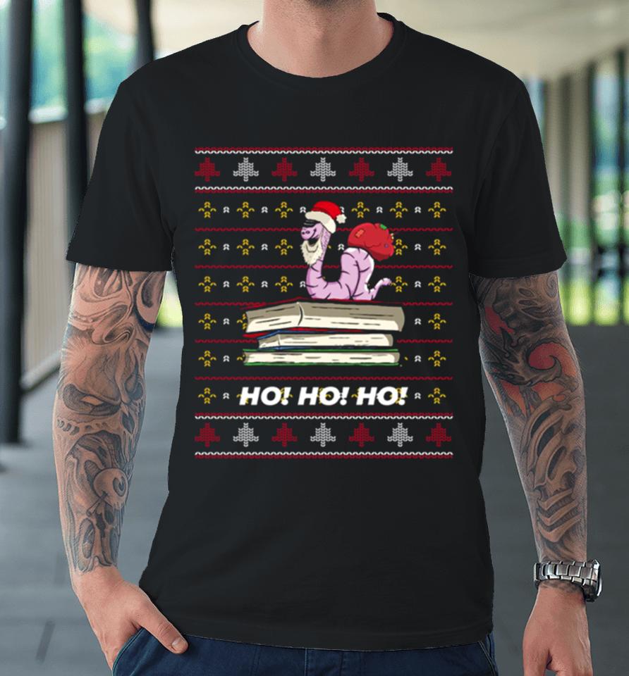 Funny Cool Worm Books Reading Christmas Premium T-Shirt
