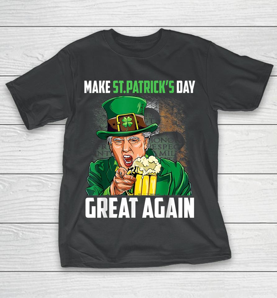 Funny Donald Trump Drinking In St Patrick's Day T-Shirt