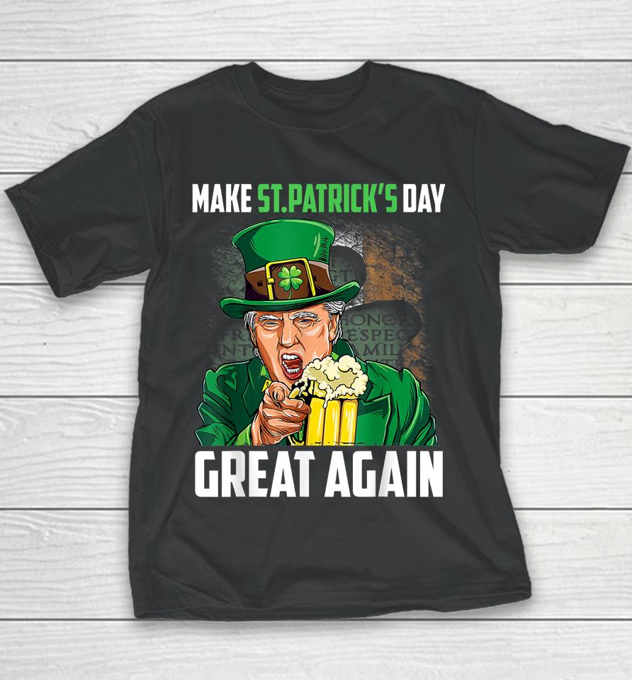 Funny Donald Trump Drinking In St Patrick's Day Youth T-Shirt