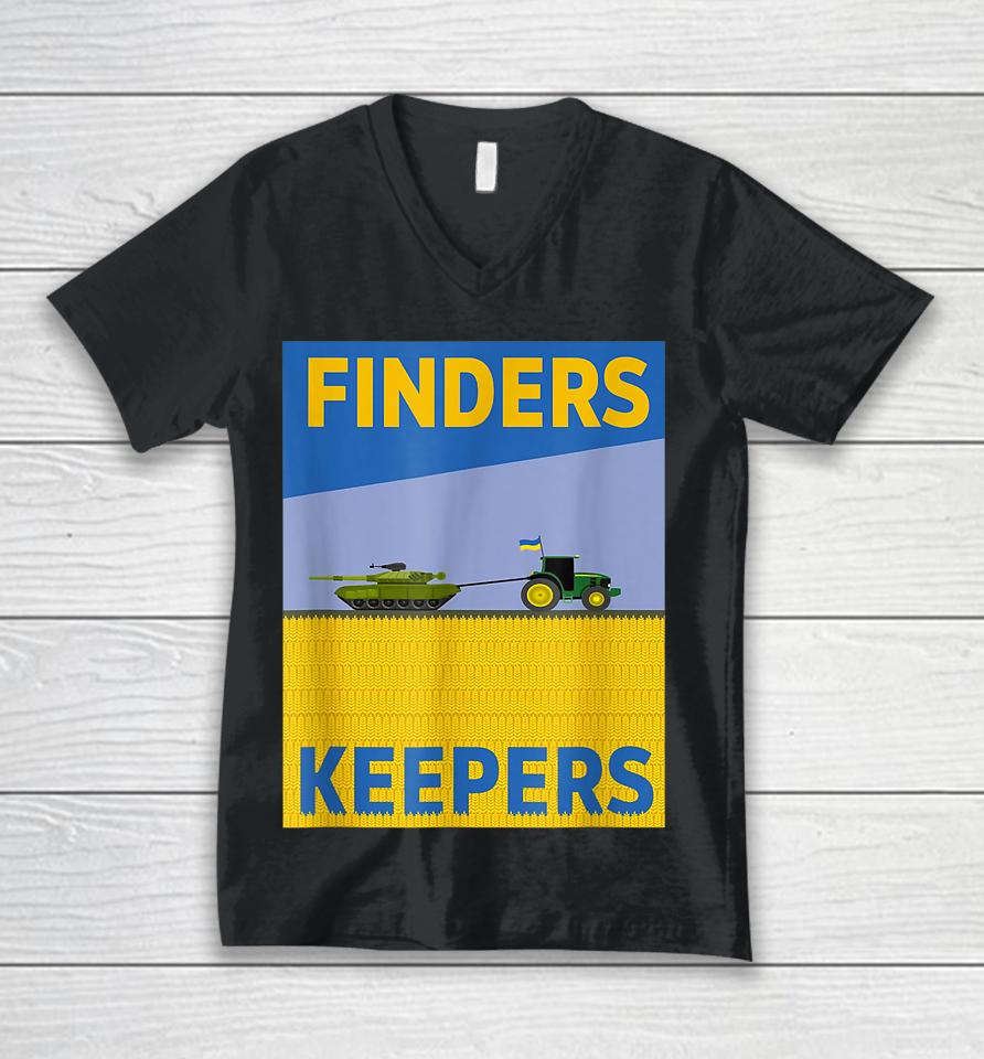 Funny Finders Keepers Ukraine Flag Power Support Ukrainians Unisex V-Neck T-Shirt