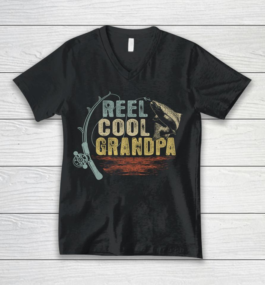 Funny Fishing Tee Vintage Reel Cool Grandpa Unisex V-Neck T-Shirt