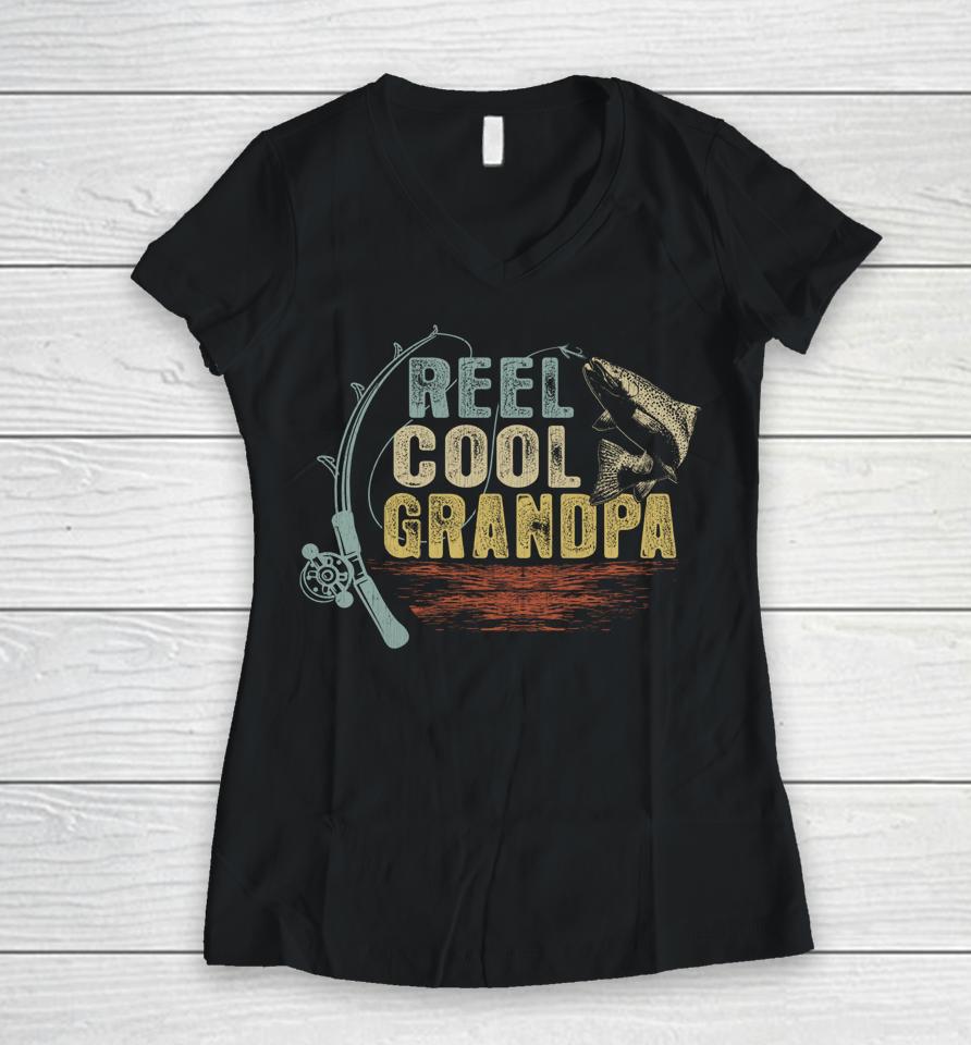 Funny Fishing Tee Vintage Reel Cool Grandpa Women V-Neck T-Shirt