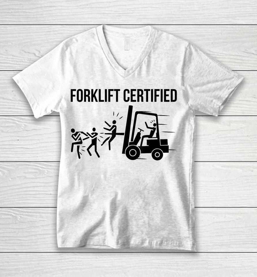 Funny Forklift Operator Forklift Certified Retro Vintage Men Unisex V-Neck T-Shirt