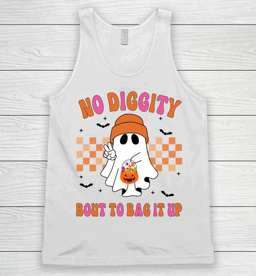 Funny Ghost No Diggity Bout To Bag It Up Spooky Halloween Unisex Tank Top