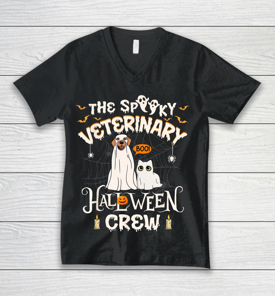 Funny Ghost The Spooky Veterinary Halloween Crew Vet Tech Unisex V-Neck T-Shirt