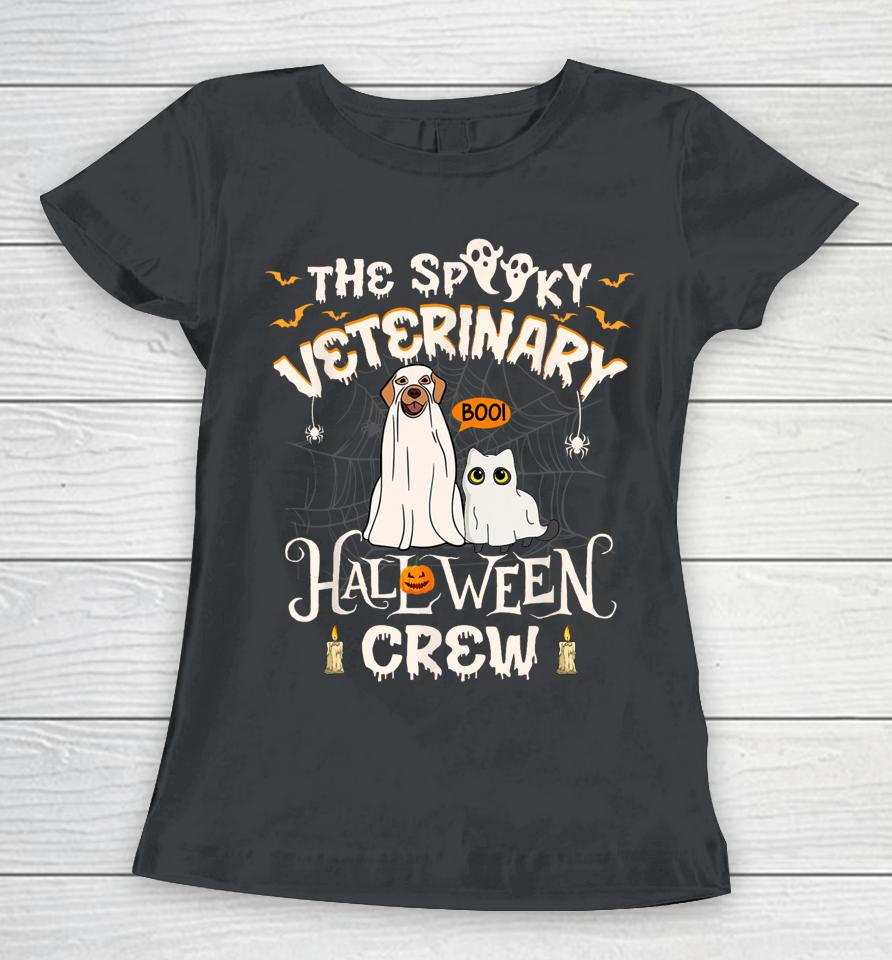Funny Ghost The Spooky Veterinary Halloween Crew Vet Tech Women T-Shirt