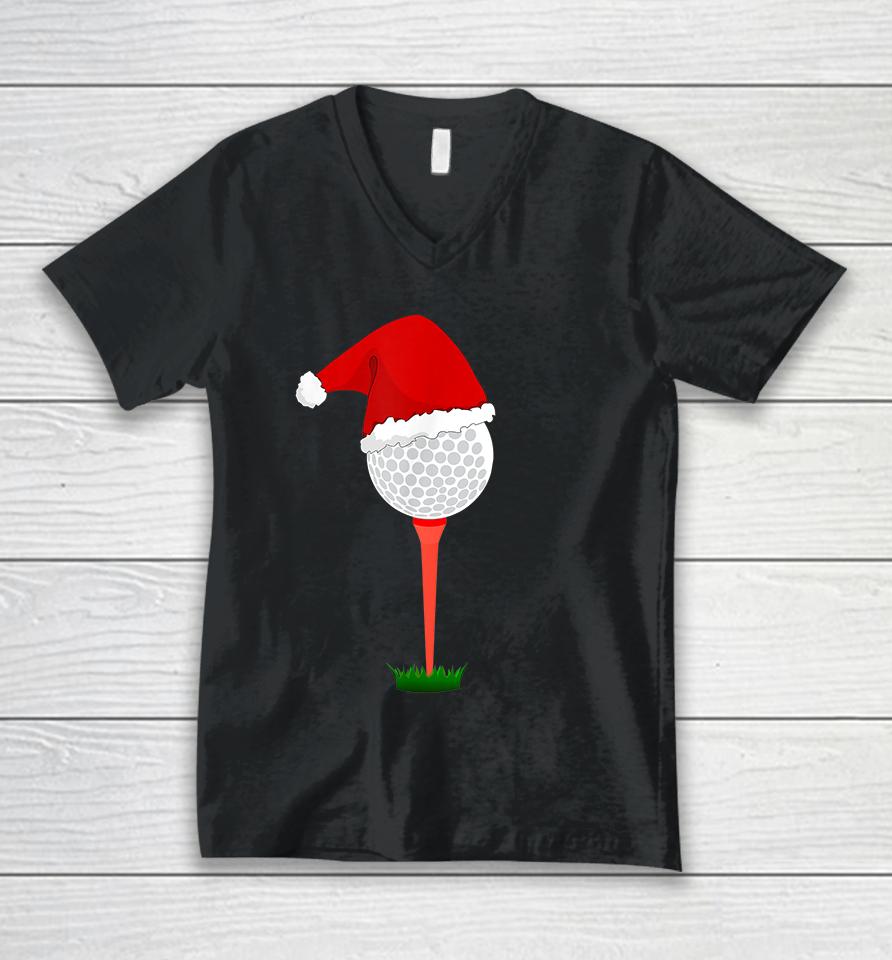 Funny Golf Ball Christmas Unisex V-Neck T-Shirt