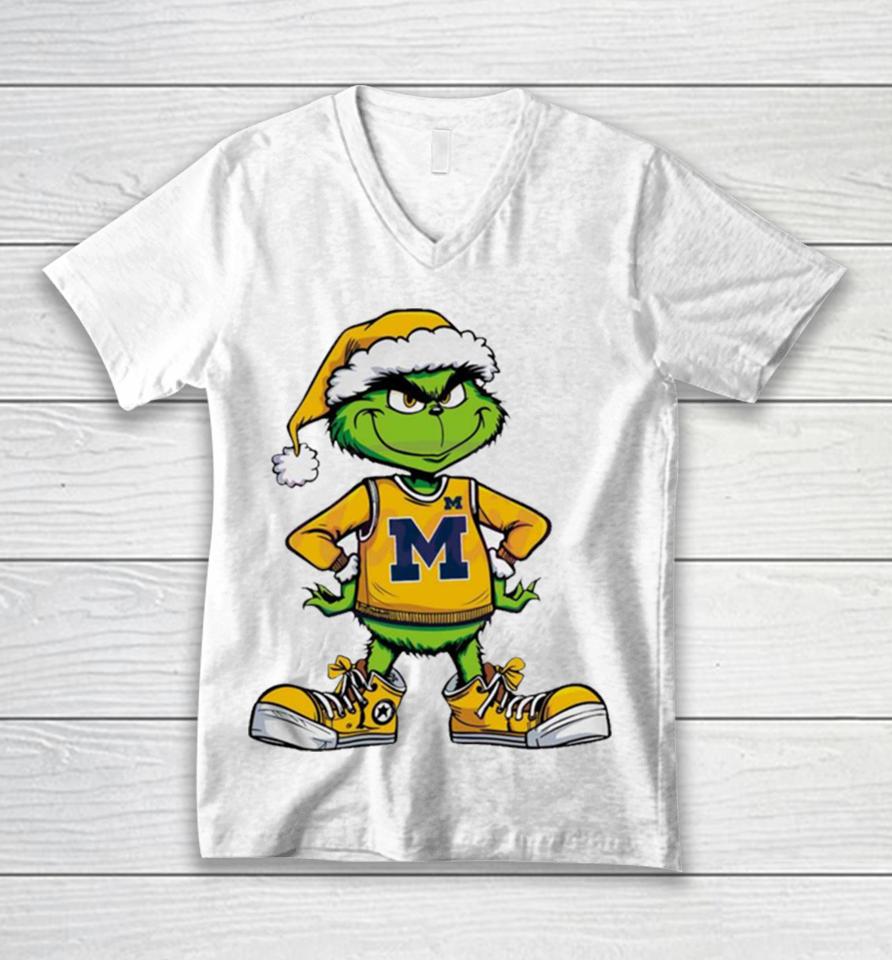 Funny Grinch Michigan Wolverines Ncaa Unisex V-Neck T-Shirt