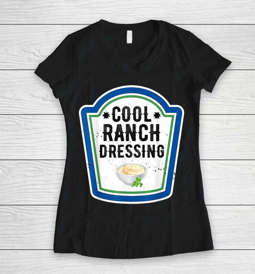 Funny Group Halloween Costume Ranch Dressing Group Condiment Women V-Neck T-Shirt