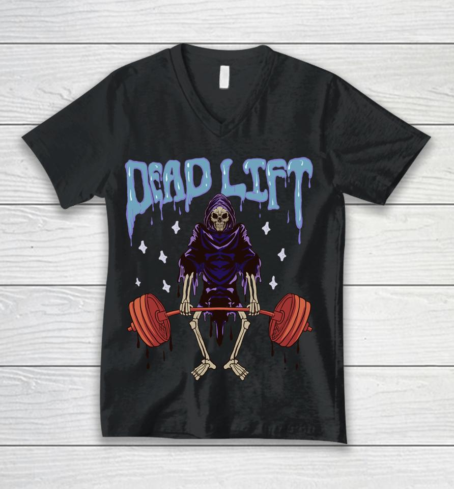 Funny Gym - Grim Reaper Deadlift Workout - Occult Unisex V-Neck T-Shirt