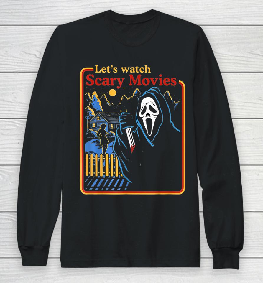 Funny Halloween Let’s Watch Scary Horror Movies Ghost Long Sleeve T-Shirt