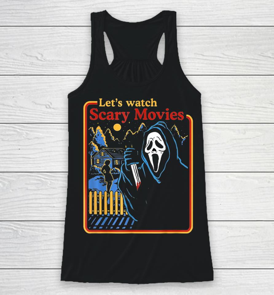 Funny Halloween Let’s Watch Scary Horror Movies Ghost Racerback Tank