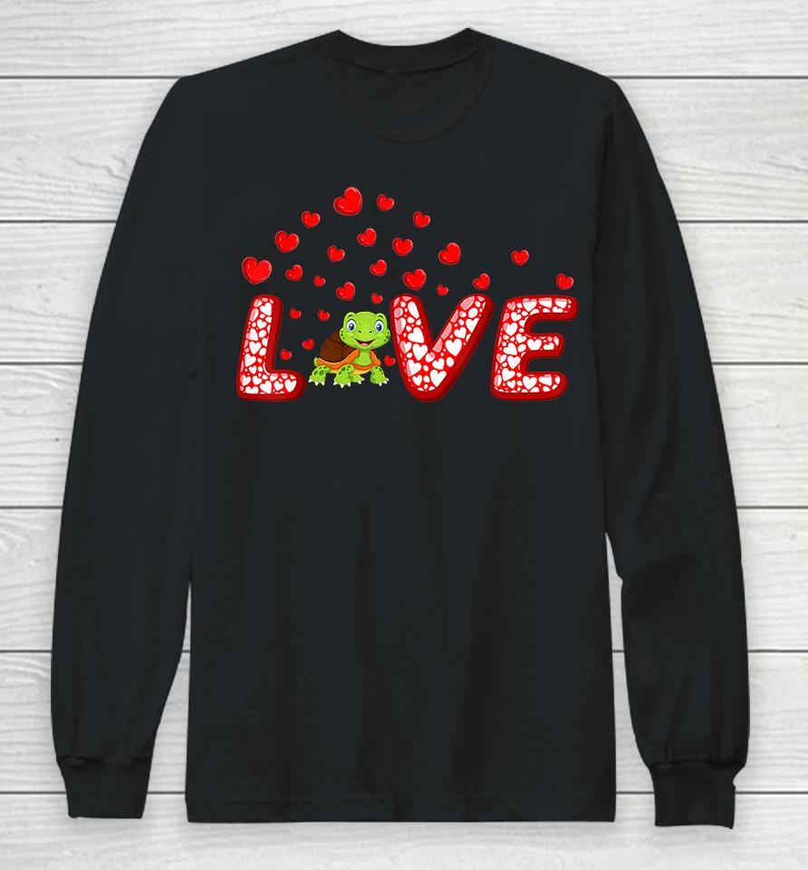 Funny Hearts Love Turtle Valentine's Day Long Sleeve T-Shirt