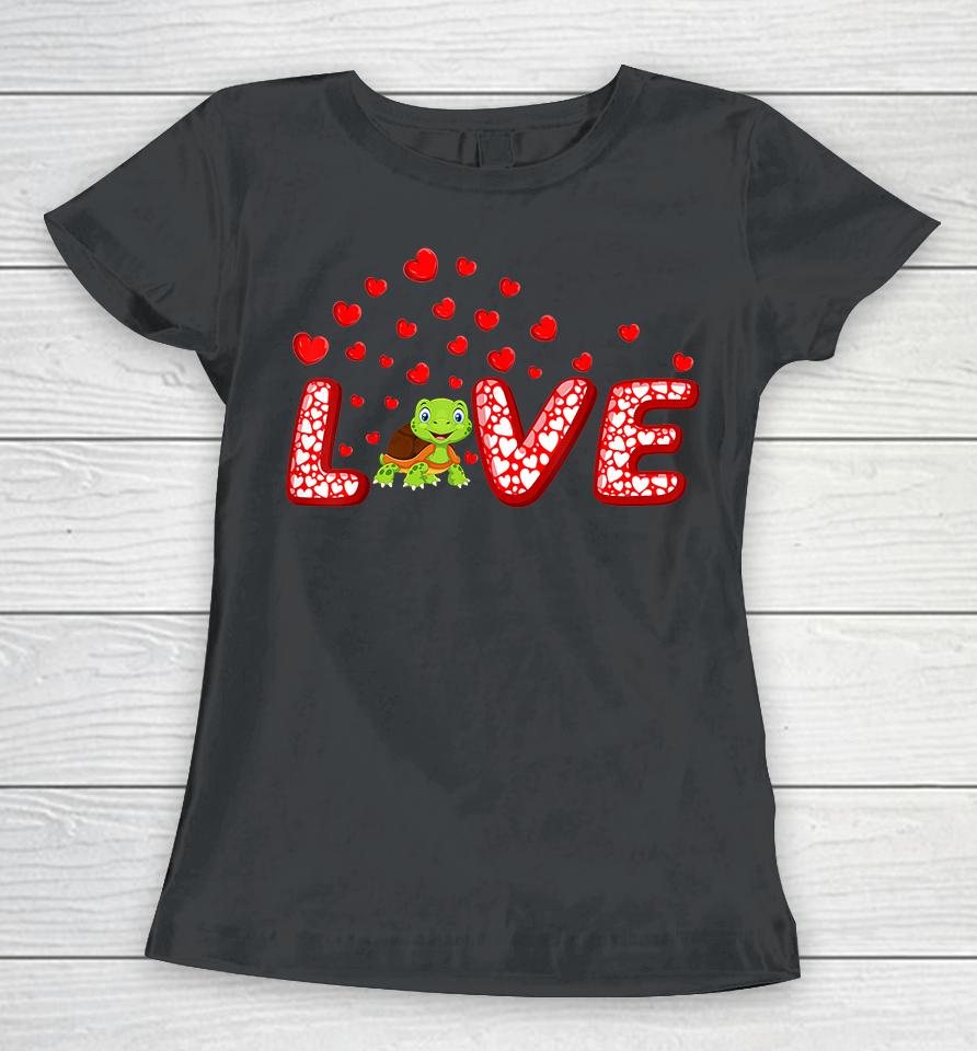 Funny Hearts Love Turtle Valentine's Day Women T-Shirt