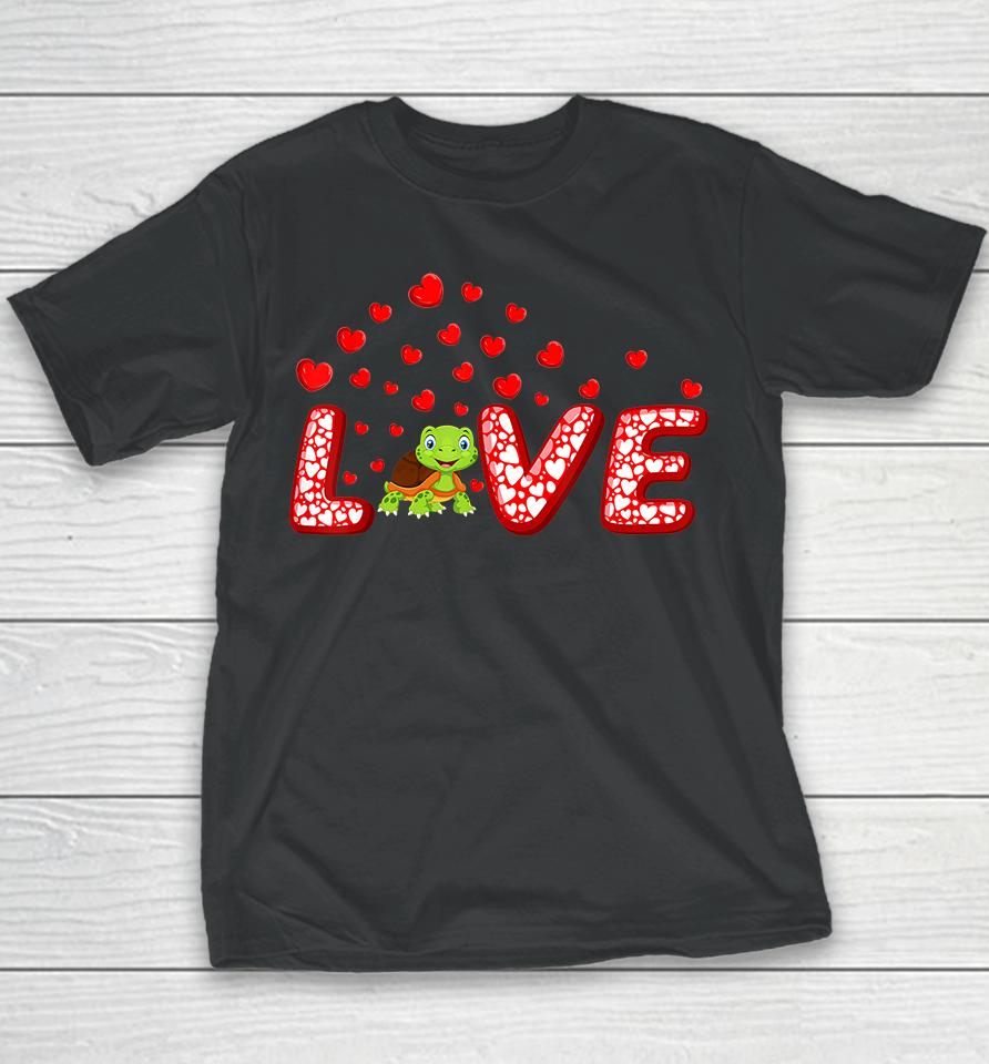 Funny Hearts Love Turtle Valentine's Day Youth T-Shirt