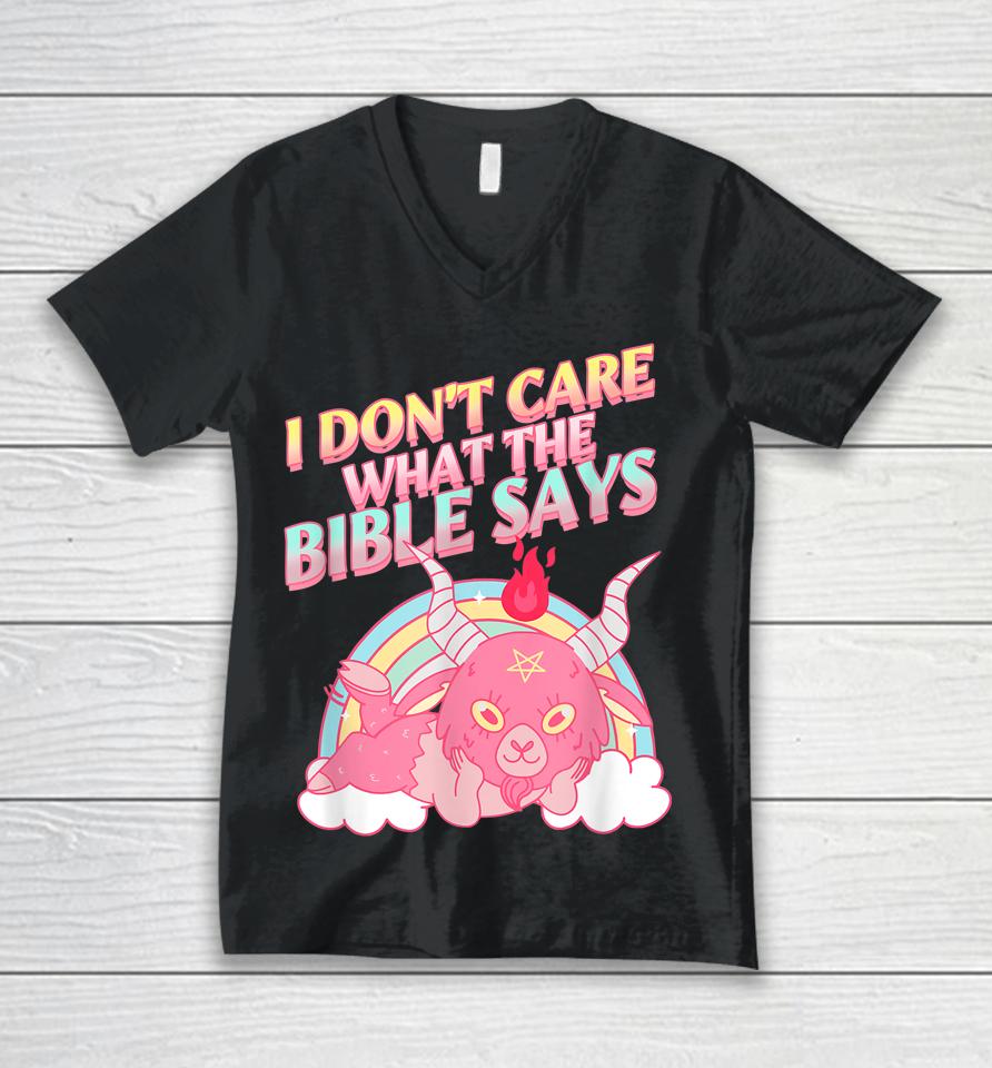 Funny I Don't Care What Bible Says Unisex V-Neck T-Shirt