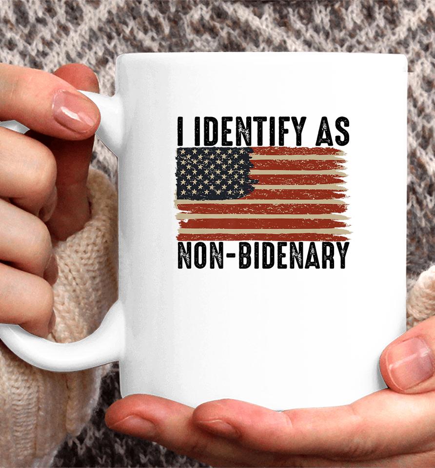 Funny I Identify As Non-Bidenary Anti Joe Biden Us Flag Coffee Mug