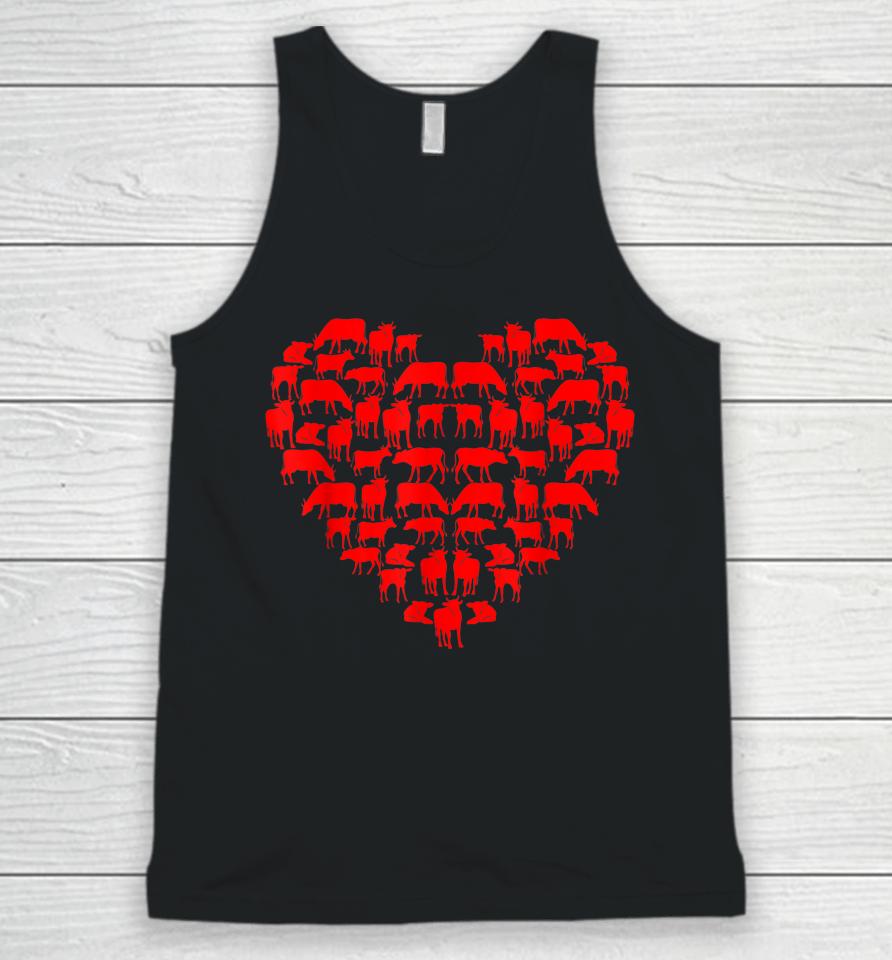 Funny I Love My Cows Lovers Farmers Hearts Valentine's Day Unisex Tank Top