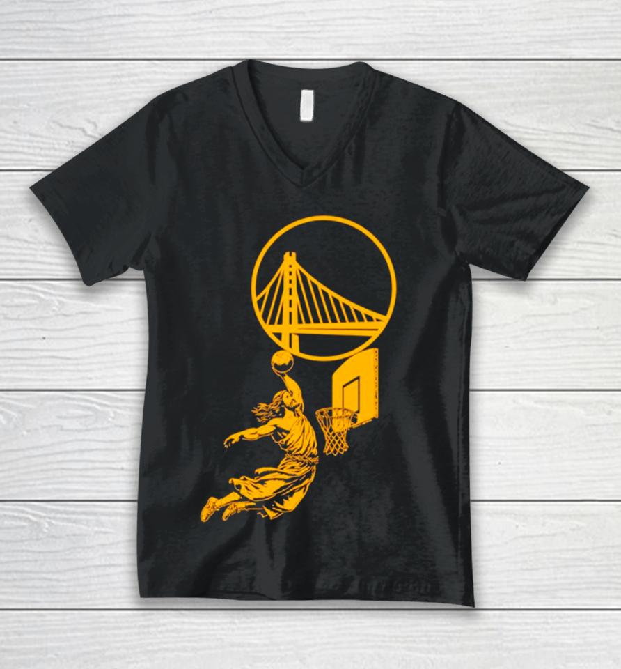 Funny Jesus Play Basketball Golden State Warriors Unisex V-Neck T-Shirt