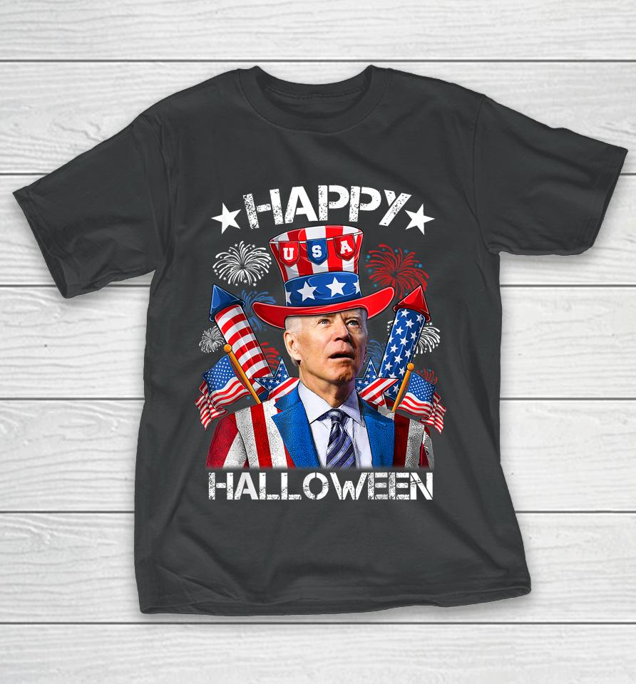 Funny Joe Biden 4Th Of July Shirt Happy Halloween Firework T-Shirt