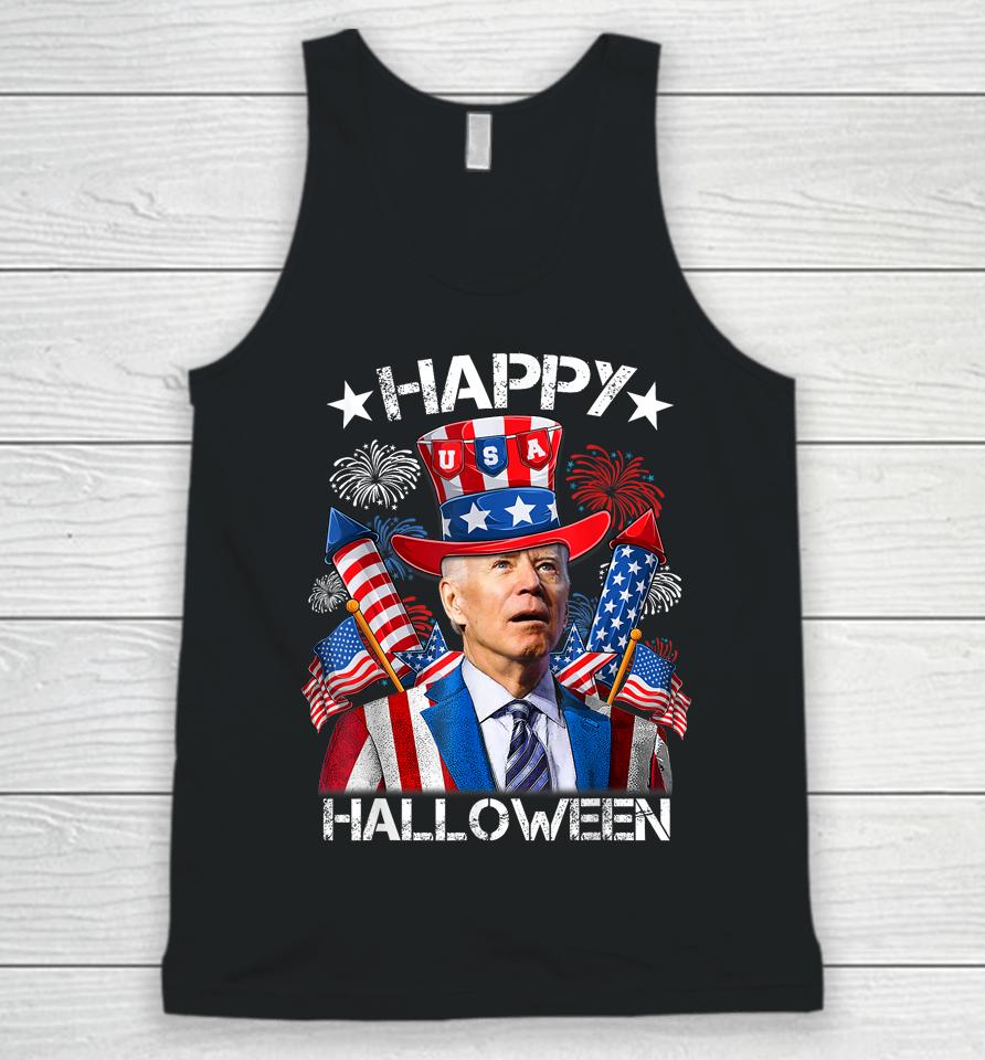 Funny Joe Biden 4Th Of July Shirt Happy Halloween Firework Unisex Tank Top
