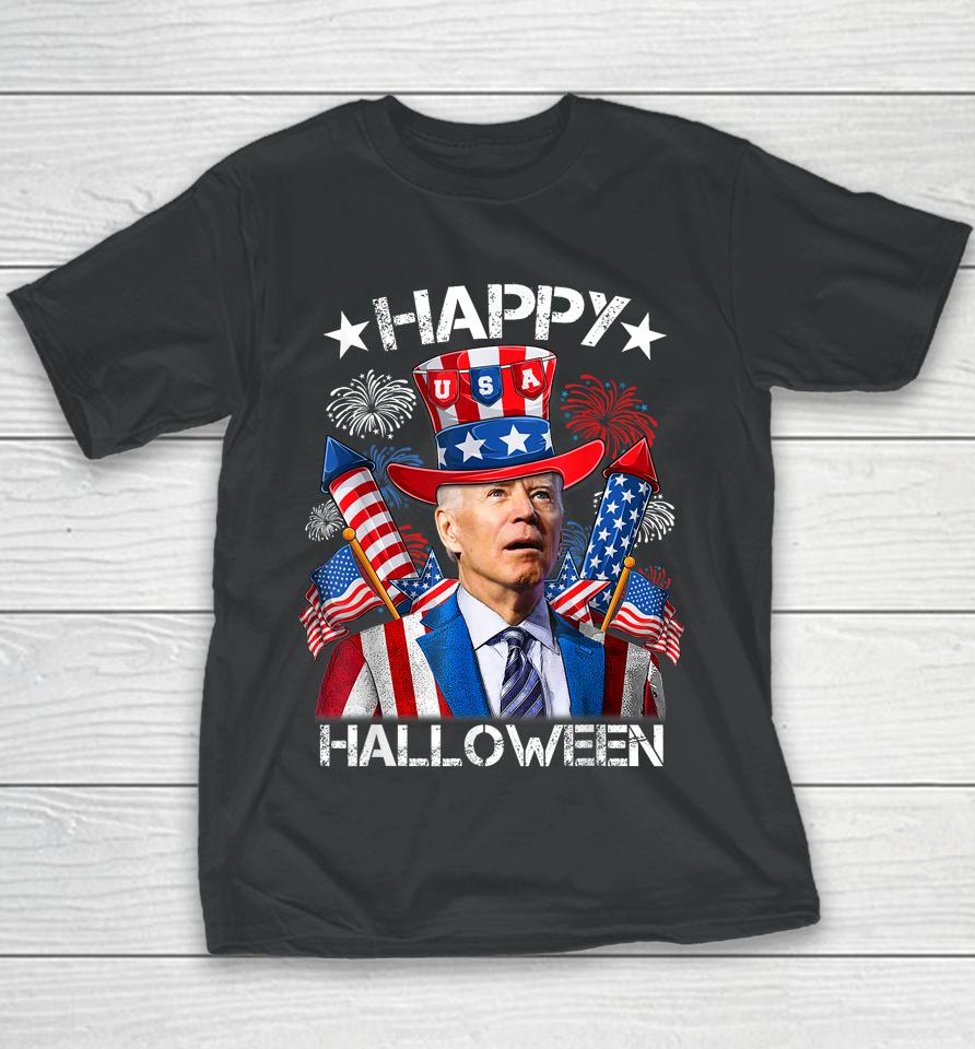 Funny Joe Biden 4Th Of July Shirt Happy Halloween Firework Youth T-Shirt