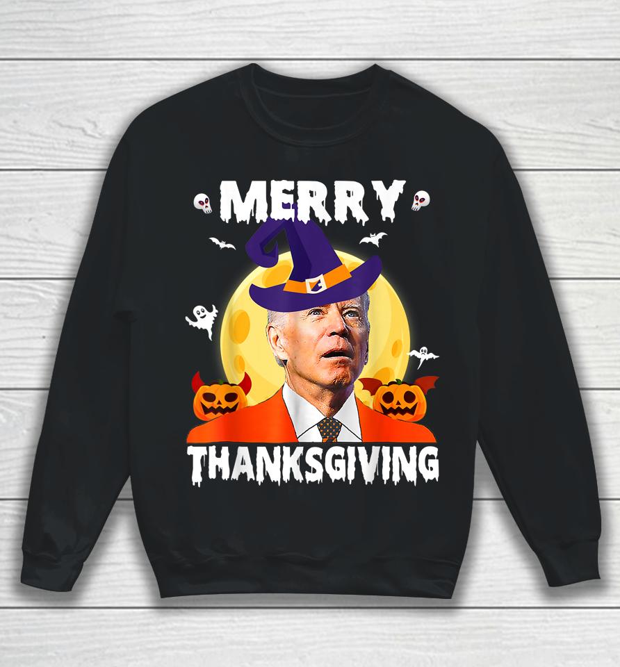 Funny Joe Biden Confused Merry Thanksgiving For Halloween Sweatshirt