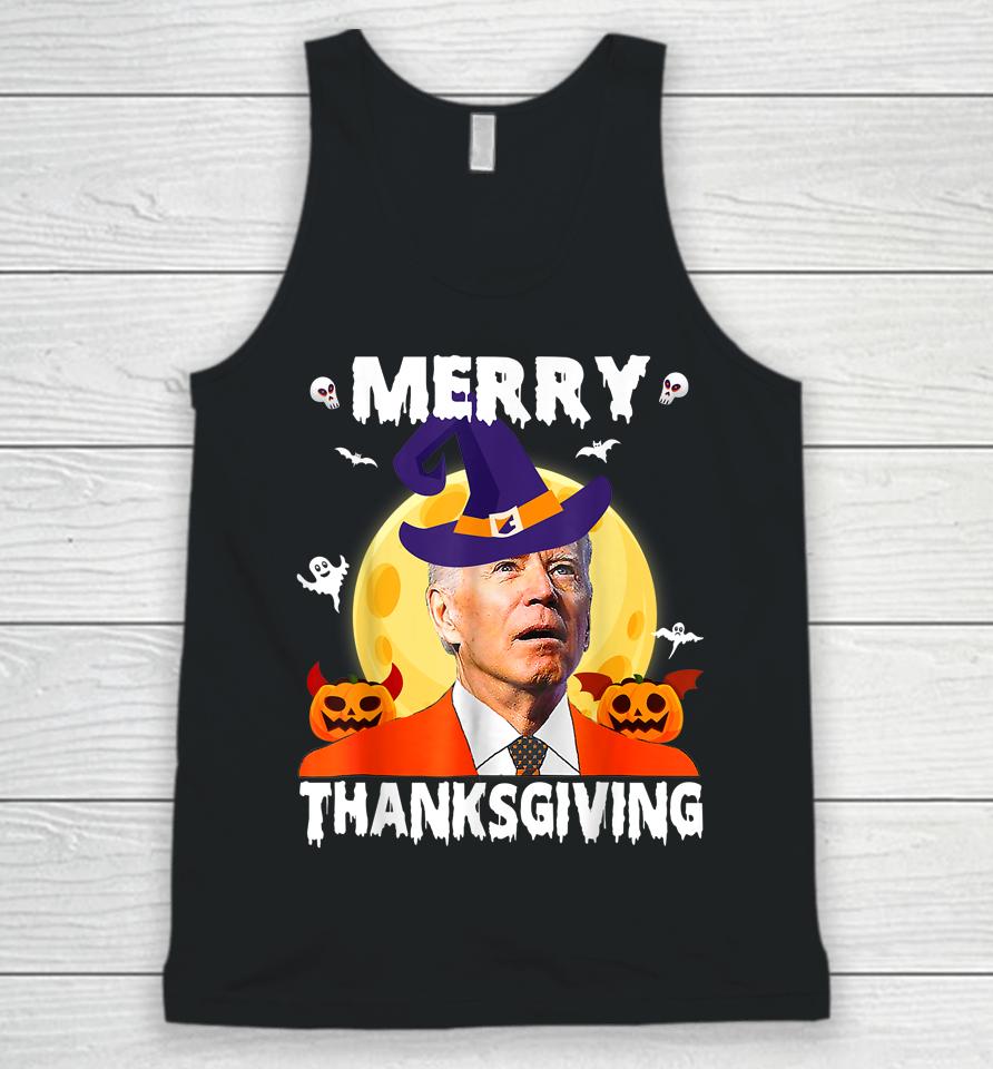 Funny Joe Biden Confused Merry Thanksgiving For Halloween Unisex Tank Top