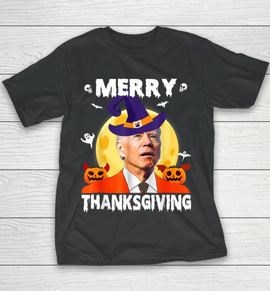 Funny Joe Biden Confused Merry Thanksgiving For Halloween Youth T-Shirt