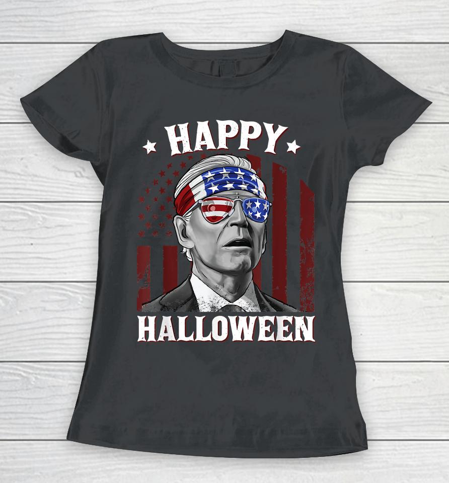 Funny Joe Biden Happy Halloween Confused 4Th Of July 2022 Women T-Shirt
