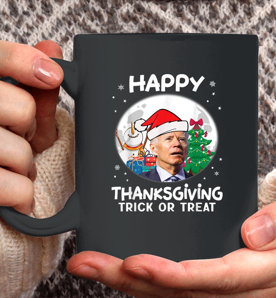 Funny Joe Biden Merry Thanksgiving Trick Or Treat Christmas Coffee Mug