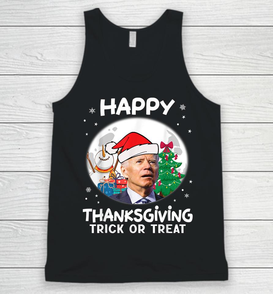 Funny Joe Biden Merry Thanksgiving Trick Or Treat Christmas Unisex Tank Top
