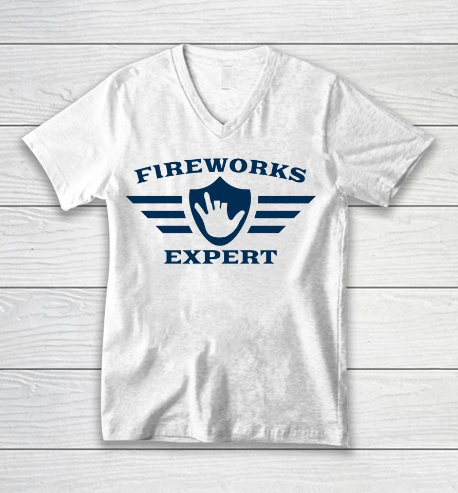 Funny July 4Th New Years Eve Day Fireworks Expert Unisex V-Neck T-Shirt