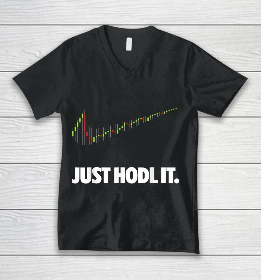 Funny Just Hold It Cryptocurrency Unisex V-Neck T-Shirt