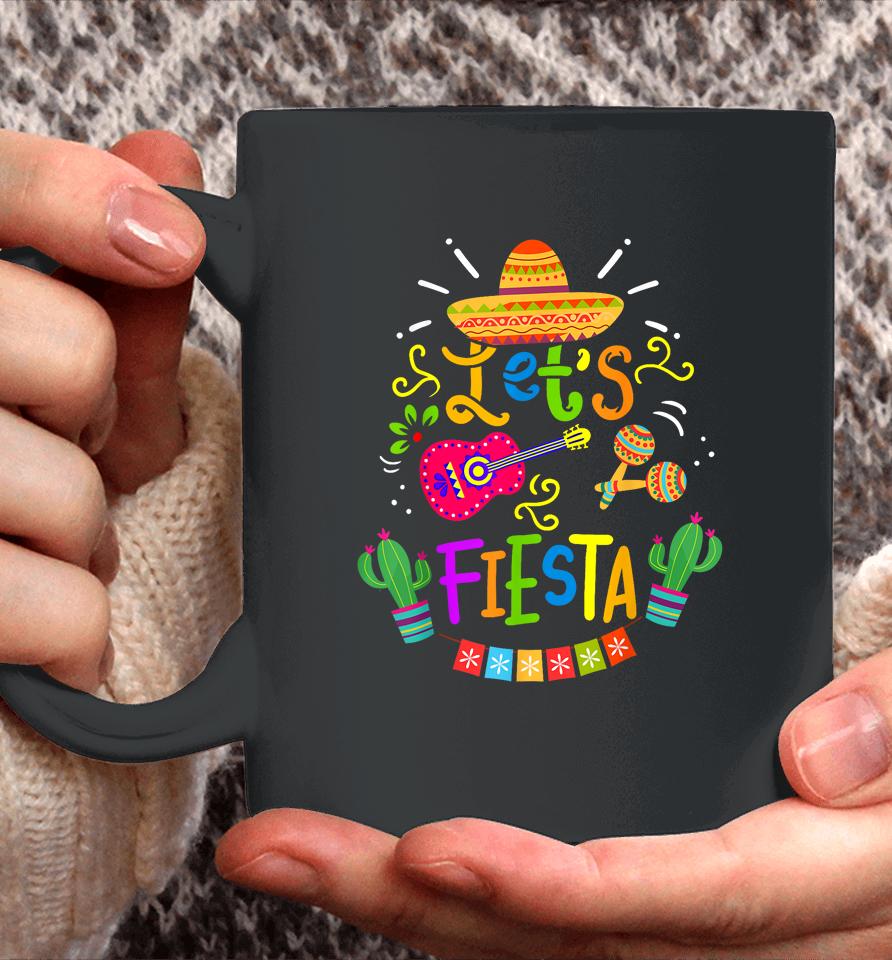 Funny Let's Fiesta Cinco De Mayo Mexican Guitar Cactus Coffee Mug