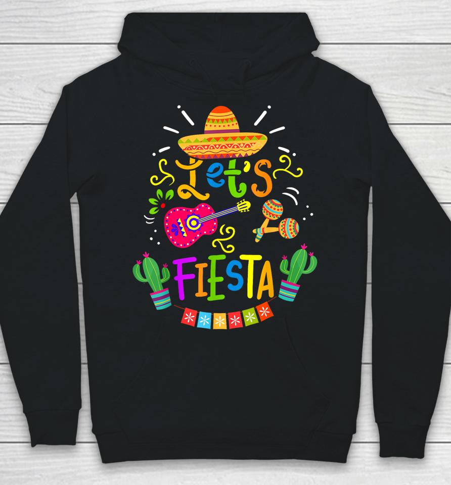 Funny Let's Fiesta Cinco De Mayo Mexican Guitar Cactus Hoodie
