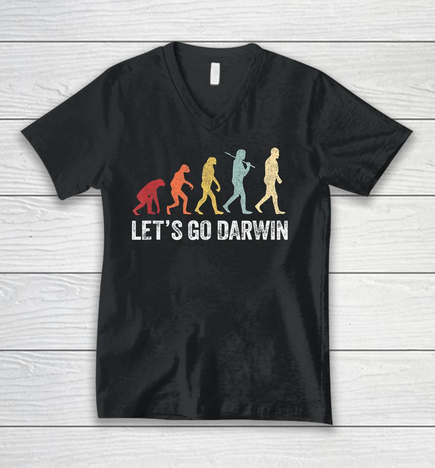 Funny Let's Go Darwin Evolution Unisex V-Neck T-Shirt