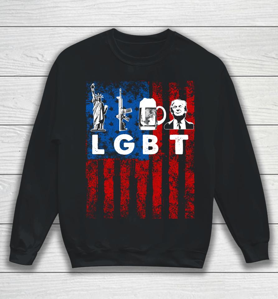 Funny Lgbt Parody Liberty Guns Beer Trump Usa Gift Sweatshirt