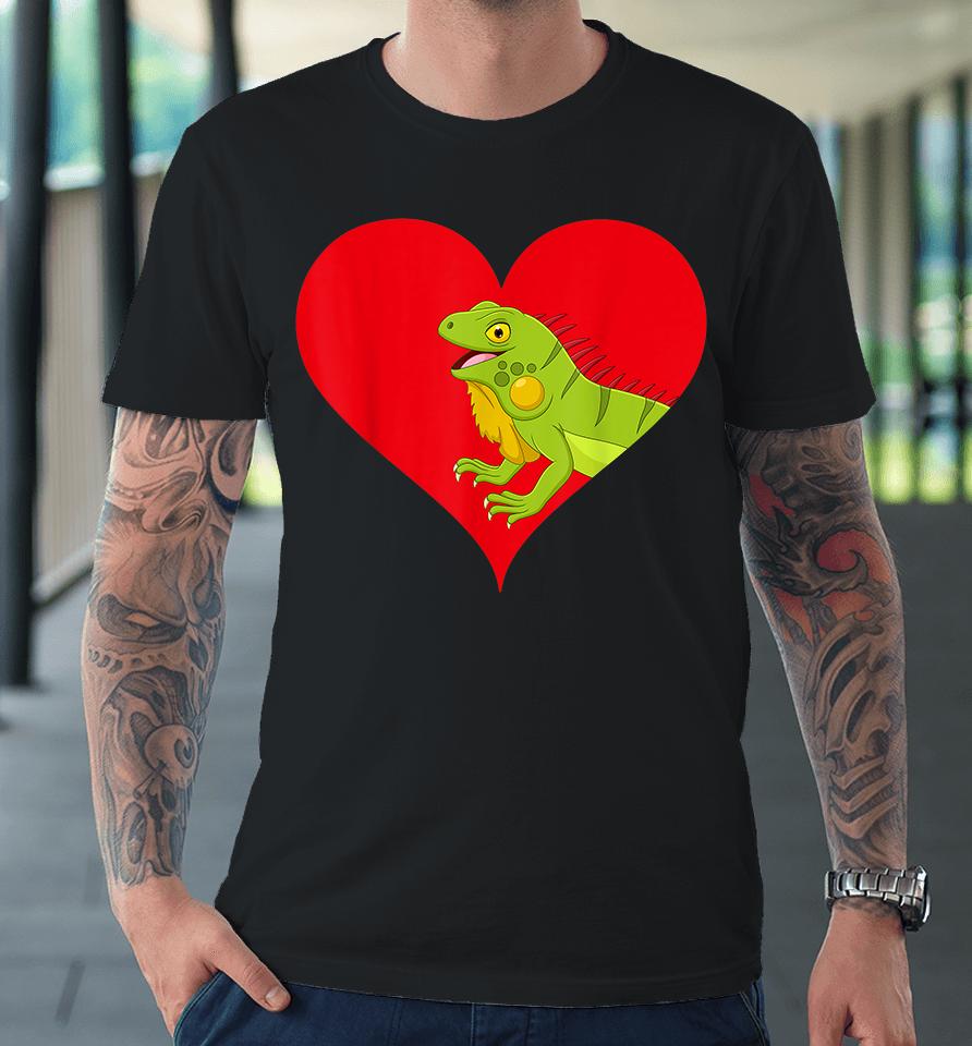 Funny Lizard Lover Heart Shape Lizard Valentines Day Premium T-Shirt