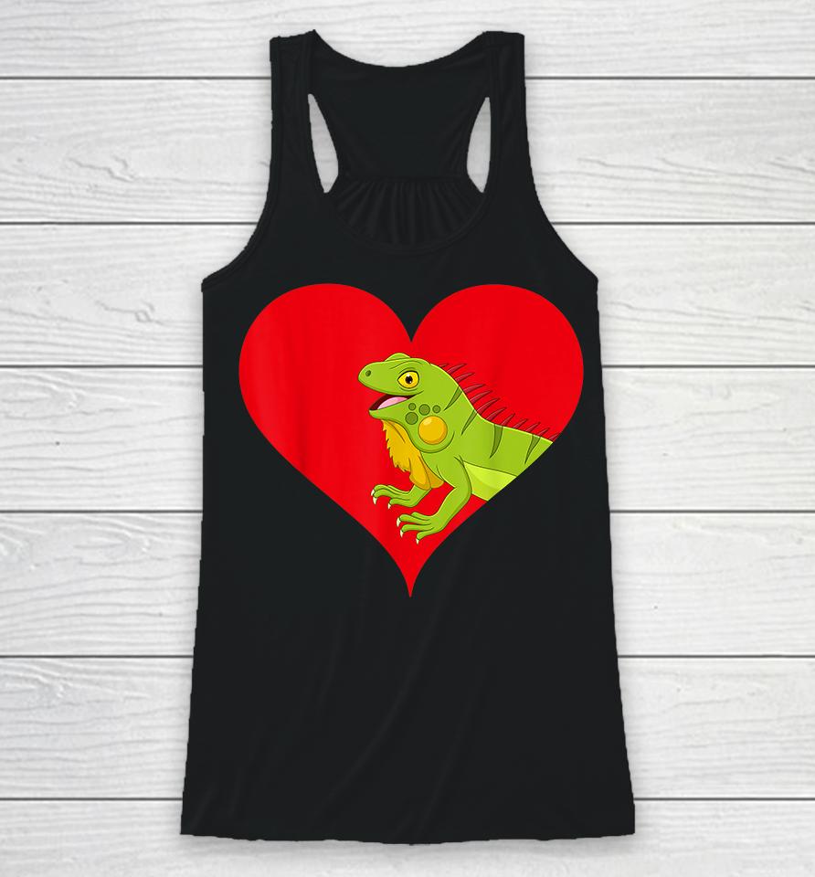 Funny Lizard Lover Heart Shape Lizard Valentines Day Racerback Tank