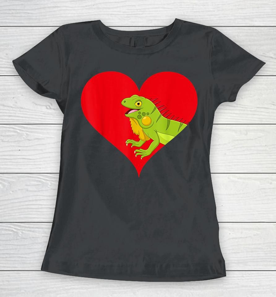 Funny Lizard Lover Heart Shape Lizard Valentines Day Women T-Shirt