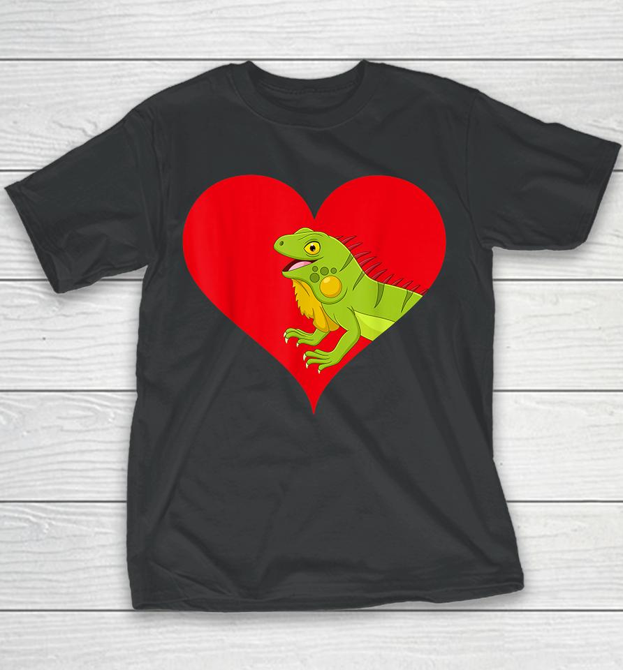 Funny Lizard Lover Heart Shape Lizard Valentines Day Youth T-Shirt