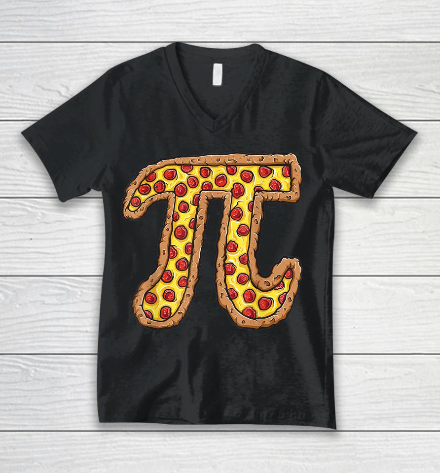 Funny Mathematics National Pi Day Pepperoni Pizza Unisex V-Neck T-Shirt
