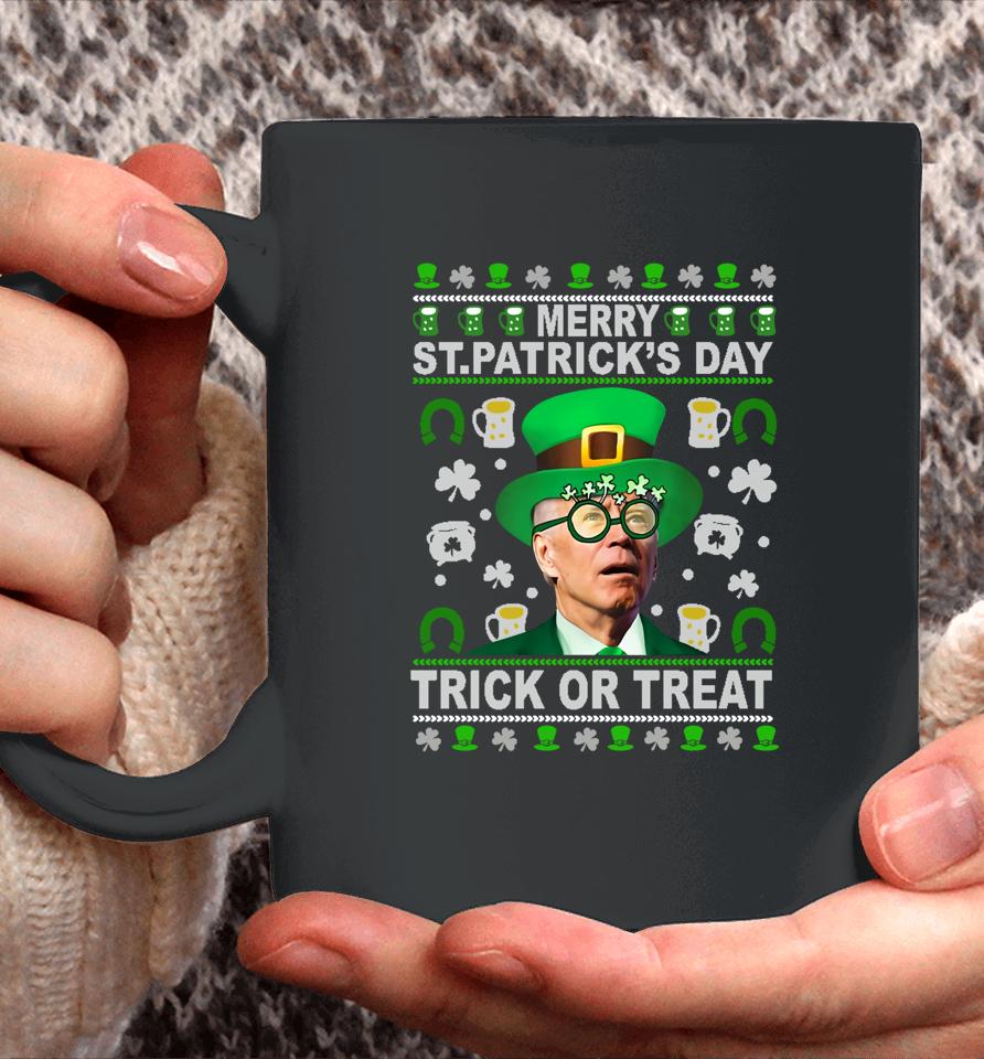 Funny Merry St Patrick's Day Trick Or Treat Biden Leprechaun Coffee Mug
