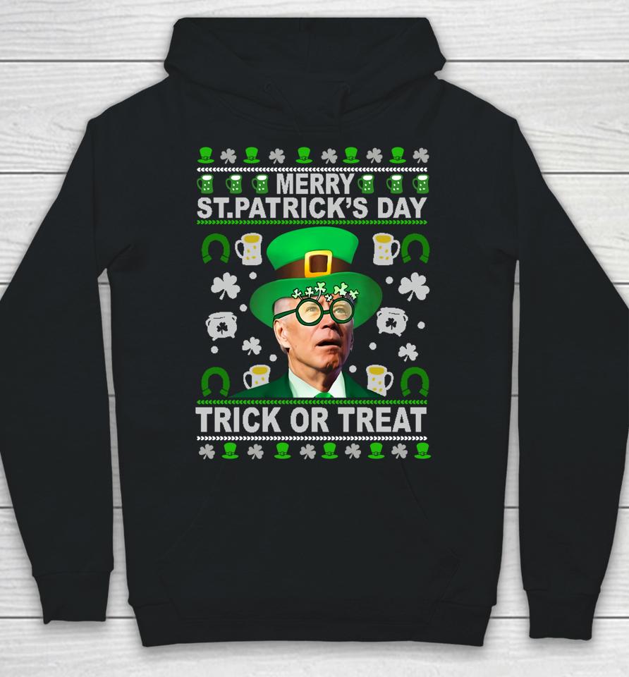 Funny Merry St Patrick's Day Trick Or Treat Biden Leprechaun Hoodie