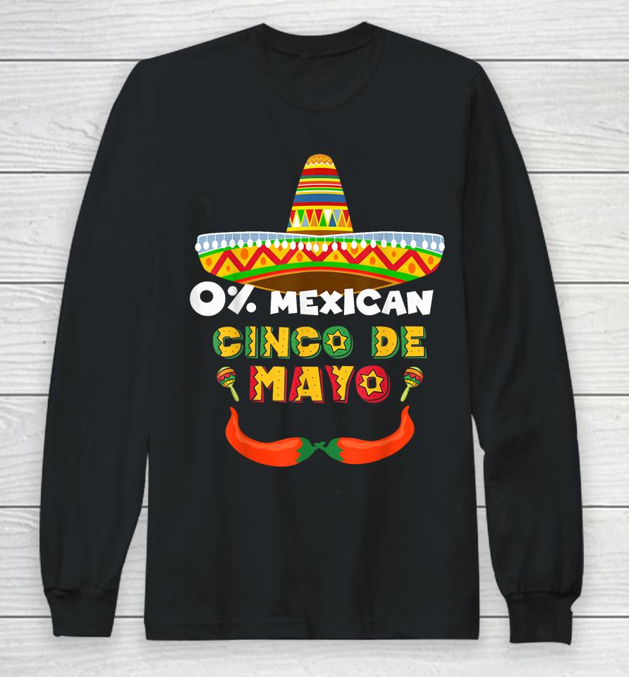 Funny Mustache-Adorned Sombrero For Mexican Cinco De Mayo Long Sleeve T-Shirt