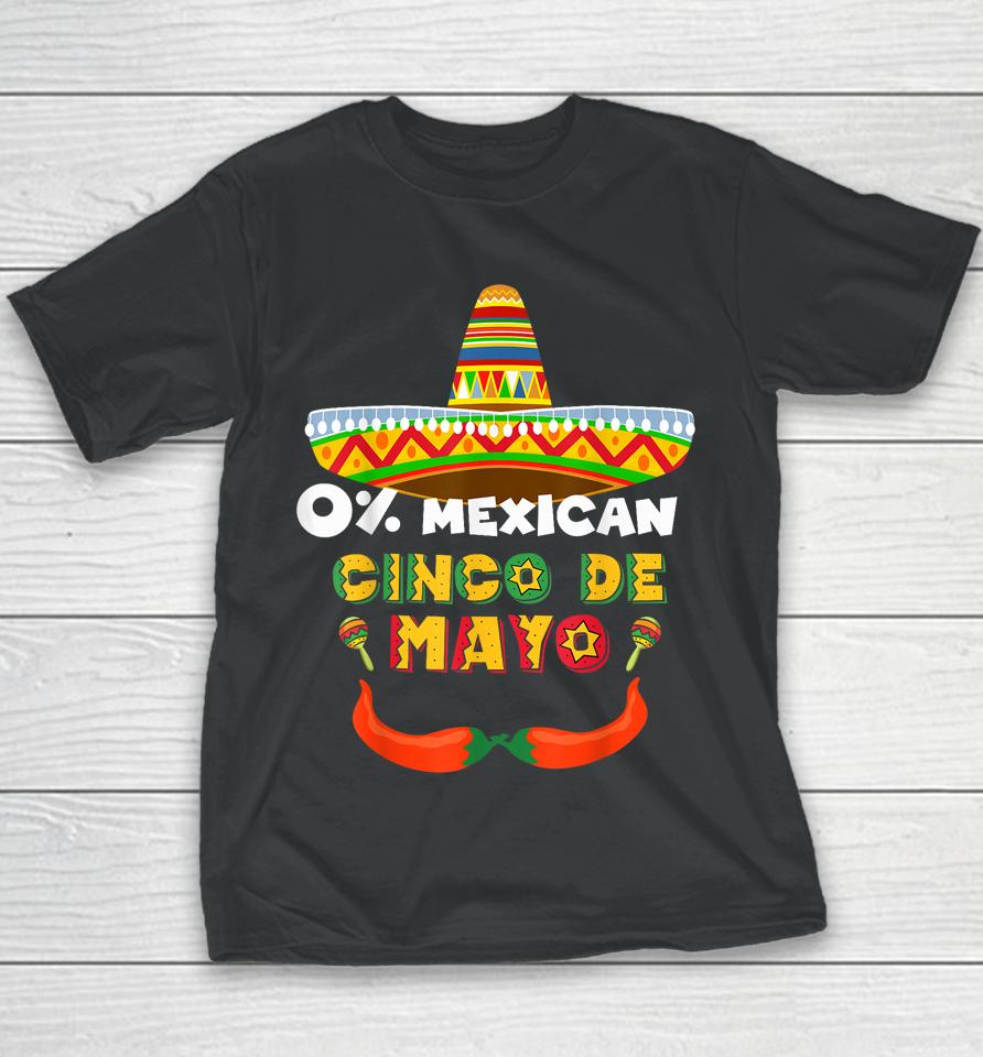 Funny Mustache-Adorned Sombrero For Mexican Cinco De Mayo Youth T-Shirt