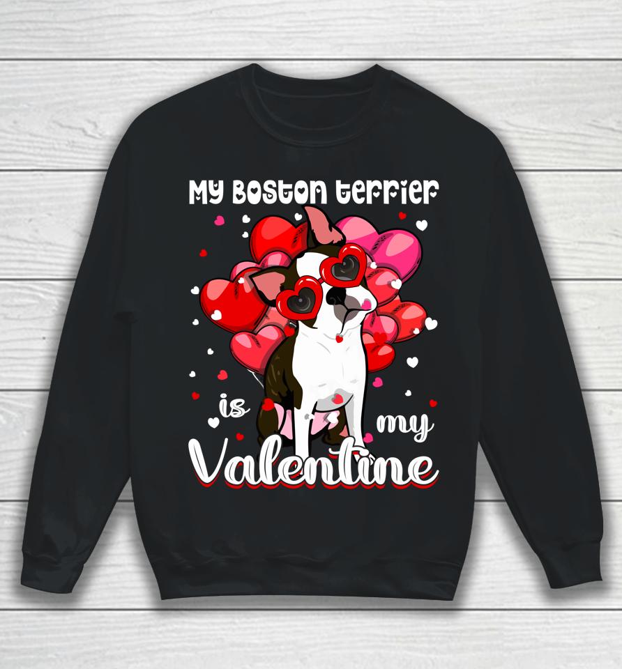Funny My Boston Terrier Is My Valentine Dog Puppy Lover Sweatshirt